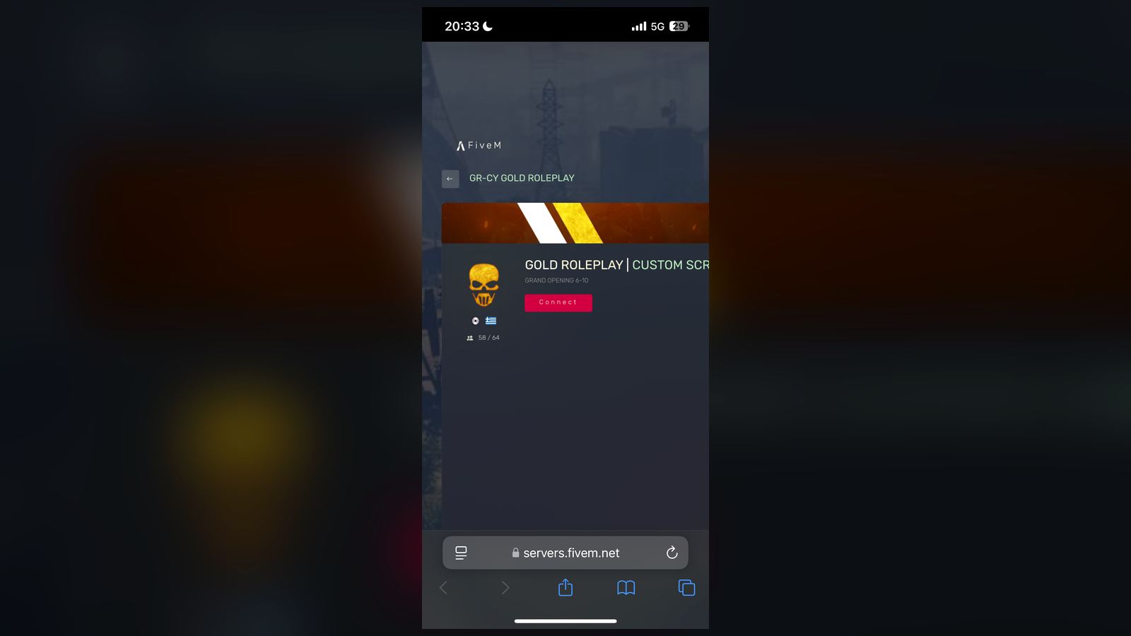 Σύνδεση στον server Gold Roleplay από κινητό